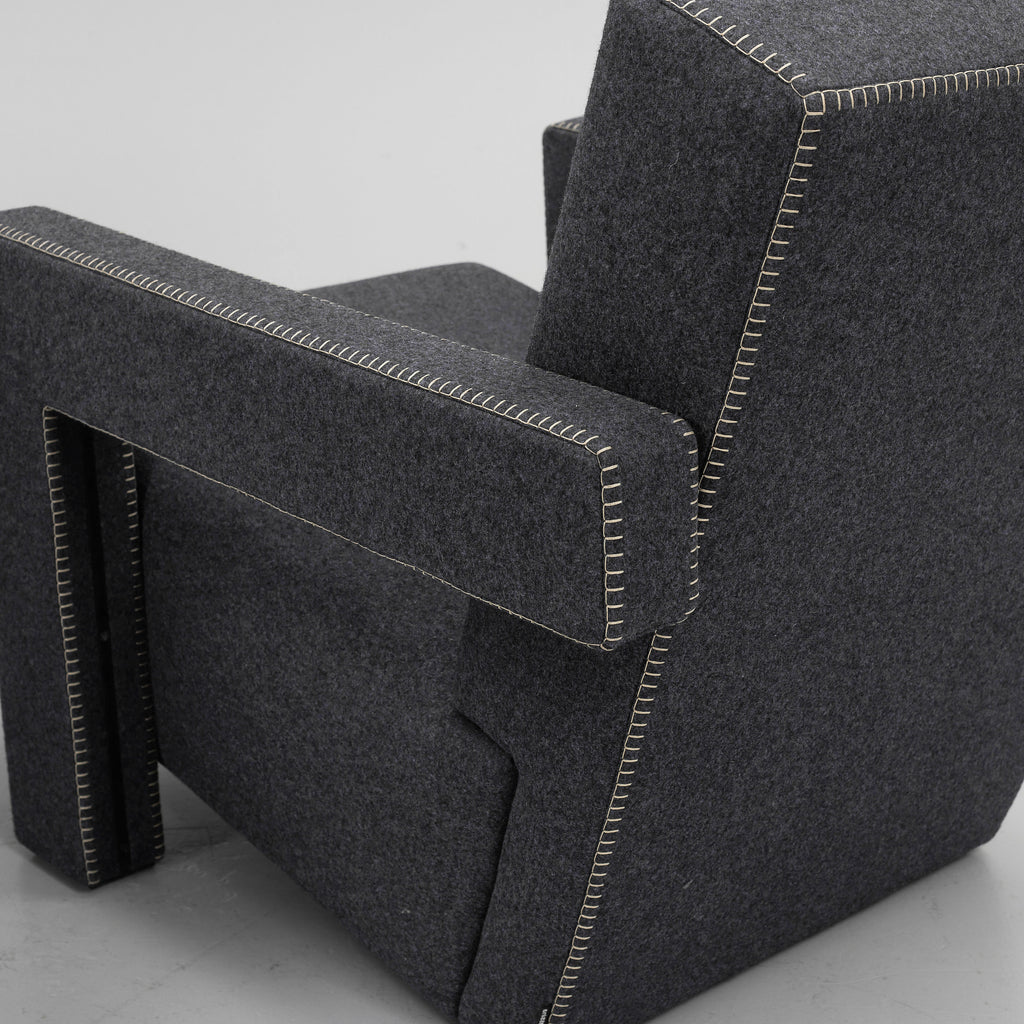 Gerrit Rietveld Utrecht Armchairs for Cassina, Pair in Light Gray Wool