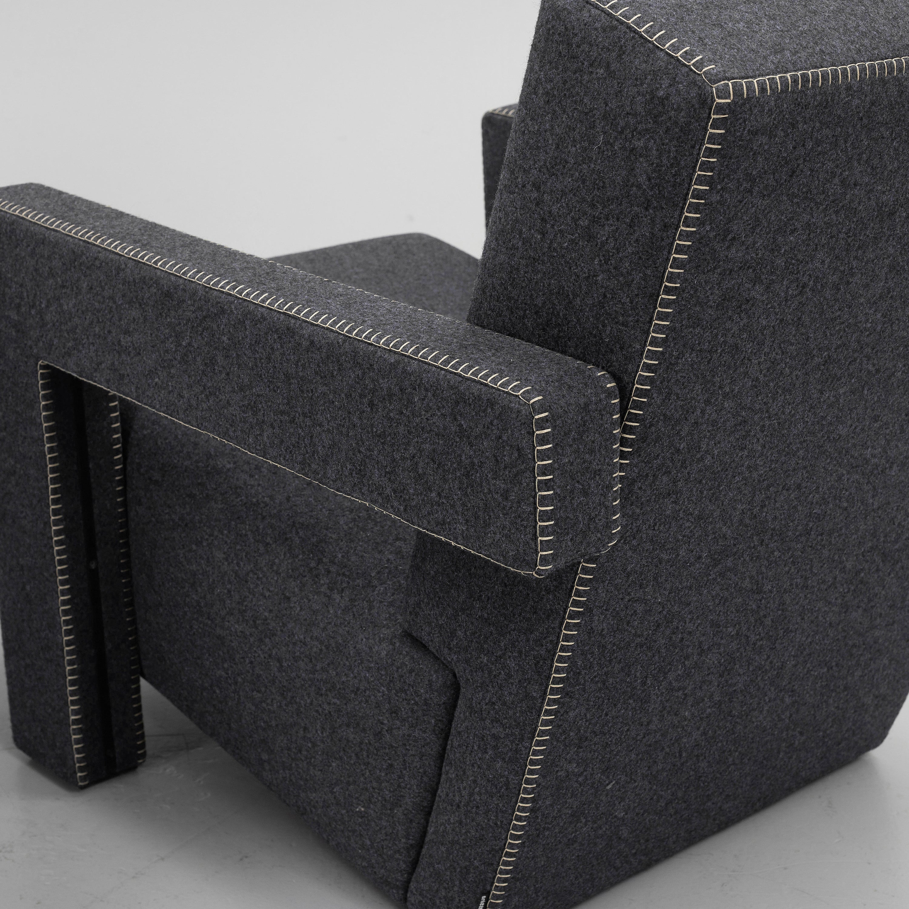 Gerrit Rietveld Utrecht Armchairs for Cassina, Pair in Light Gray Wool