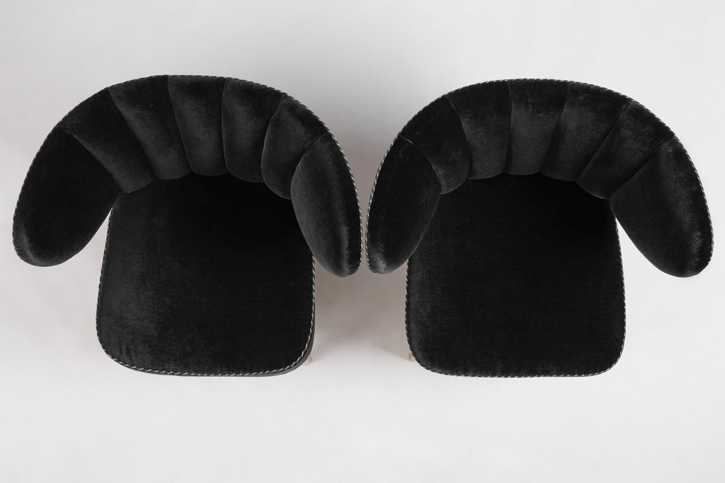 Otto Schulz Swedish Modern Easy Chairs for Boet, Pair in Black Velvet