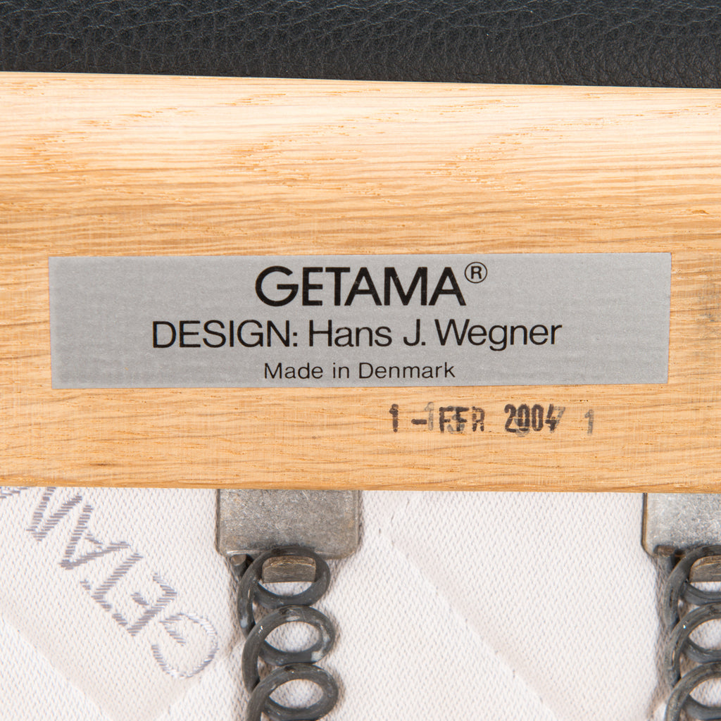 Hans J. Wegner GE-290A Lounge Chair and Ottoman for Getama in Black Leather