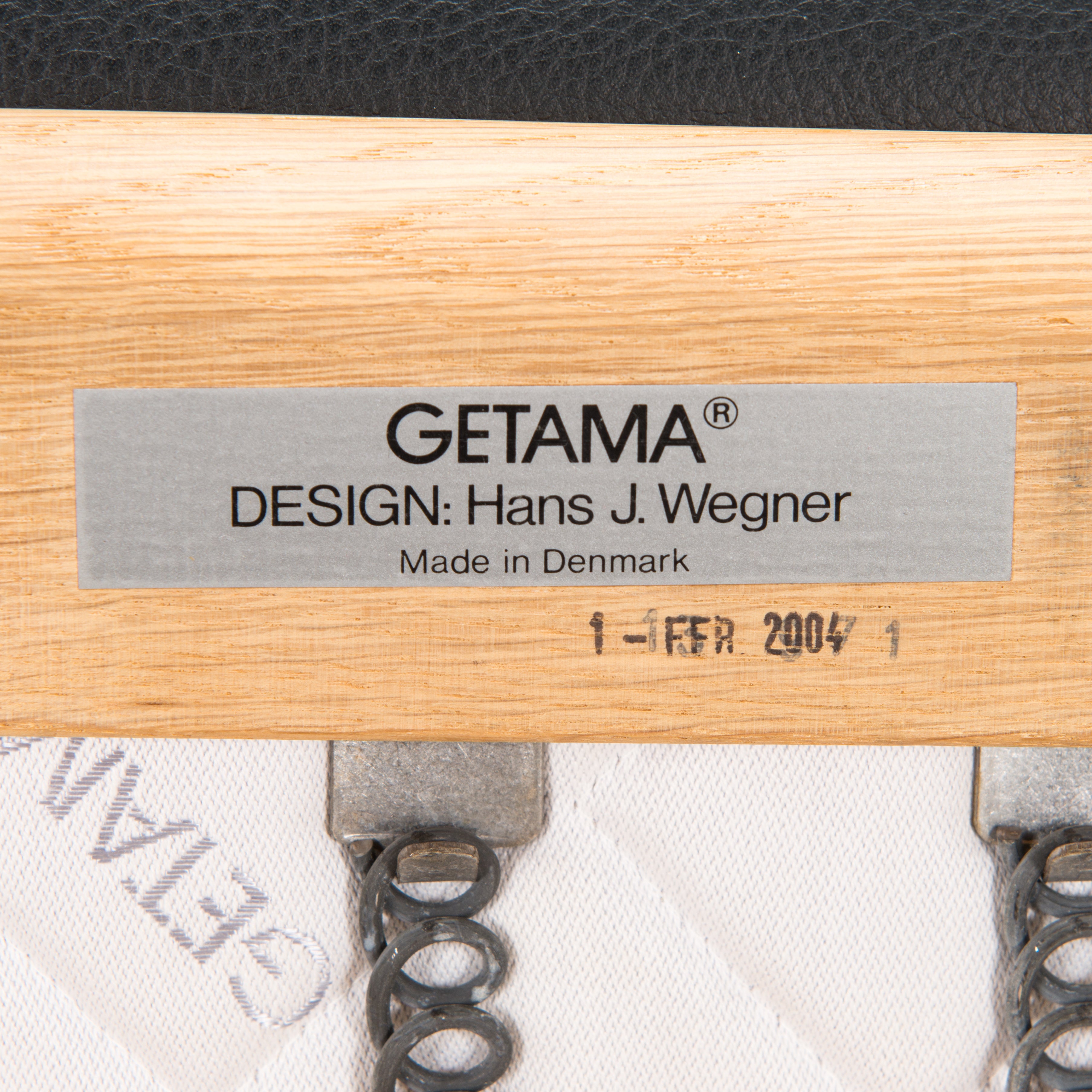 Hans J. Wegner GE-290A Lounge Chair and Ottoman for Getama in Black Leather