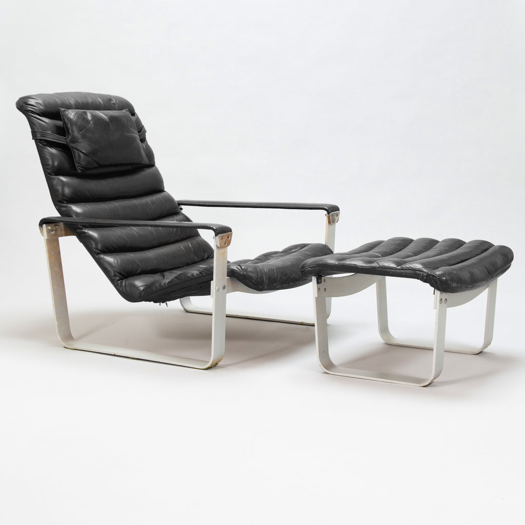Pulkka Lounge Chairs and Ottomans by Ilmari Lappalainen for Asko