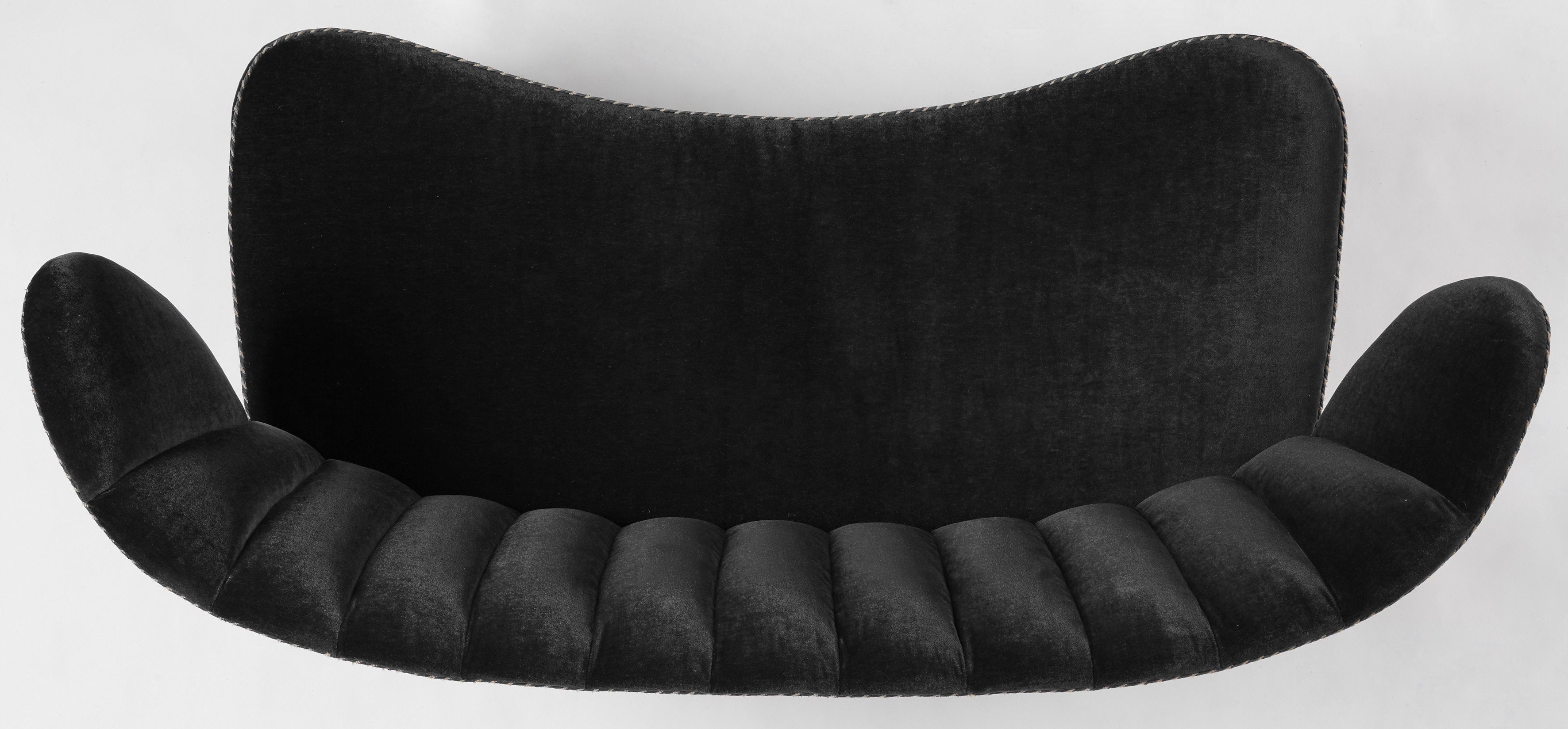 Otto Schulz Swedish Modern Sofa for Boet in Black Velvet, 1940s