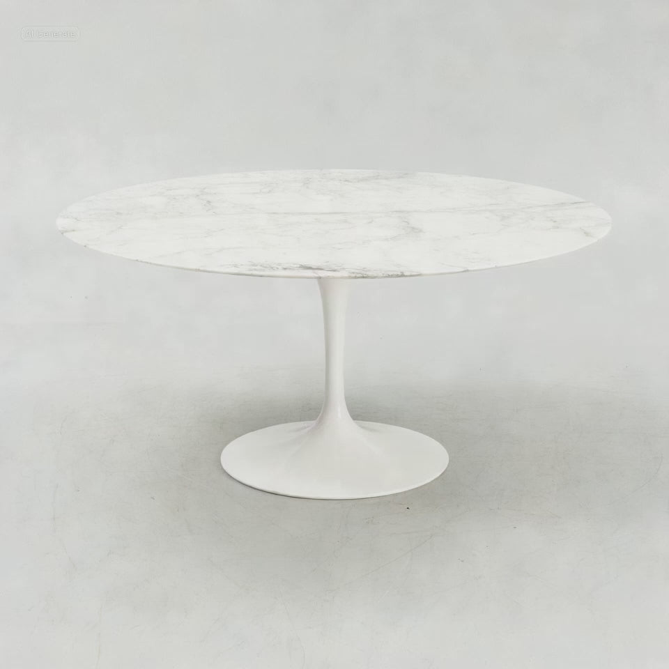 Eero Saarinen Tulip Dining Table for Knoll, Arabescato Marble